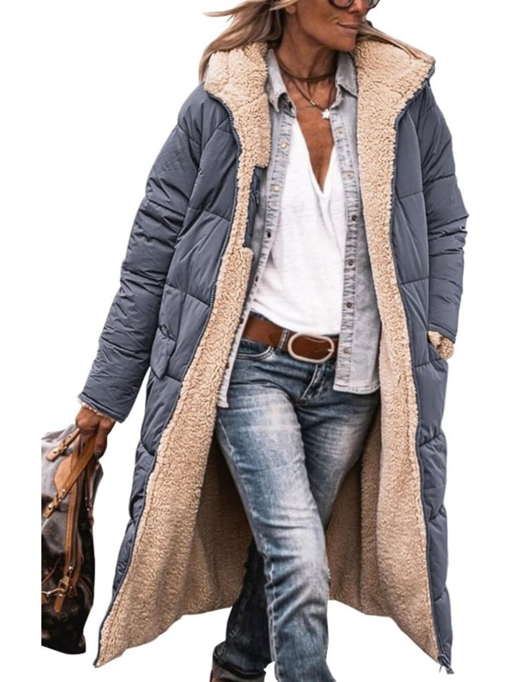 Cozy Women's Winter Fleece Long Coat - Warm, Stylish Outerwear for Cold Weather